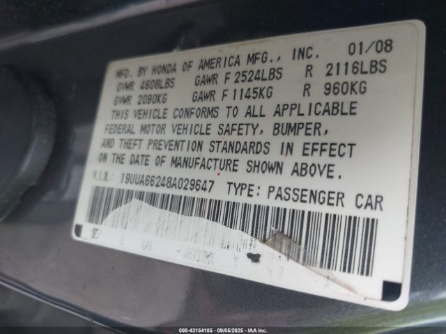 2008 ACURA TL 19UUA66248A029647 Photo 8