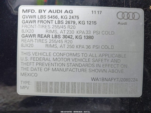 2018 AUDI Q5 WA1BNAFY7J2089224 Photo 8