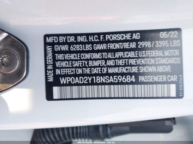 2022 PORSCHE TAYCAN WP0AD2Y18NSA59684 Photo 8