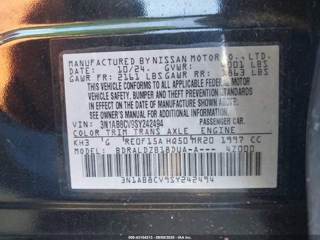 3N1AB8CV9SY242494 Nissan Sentra