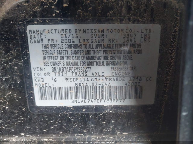 3N1AB7AP0FY232277 Nissan Sentra