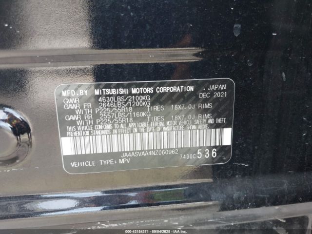 2022 MITSUBISHI ECLIPSE CROSS JA4ASVAA4NZ060962 Photo 8