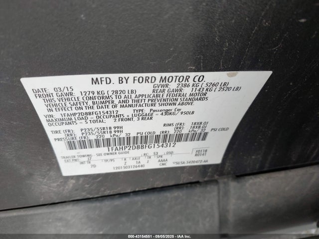 1FAHP2D88FG154312 Ford 2015