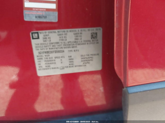 2015 CADILLAC SRX 3GYFNBE3XFS599334 Photo 8