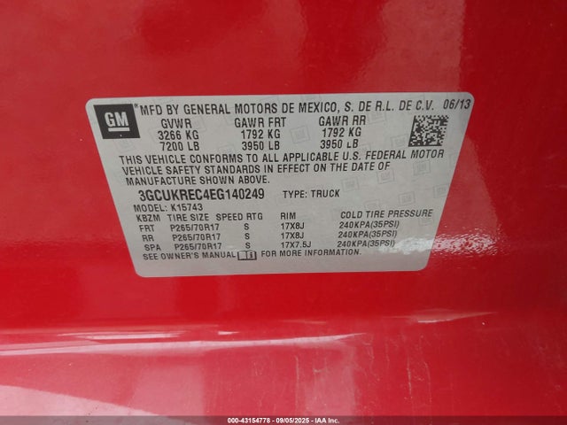 3GCUKREC4EG140249 Chevrolet l83 - vvt, afm (active fuel management), aluminum