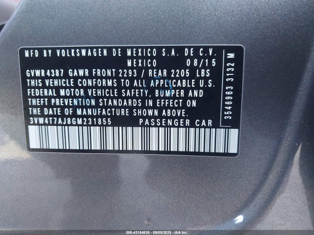 3VW4T7AJ8GM231855 Volkswagen Jetta