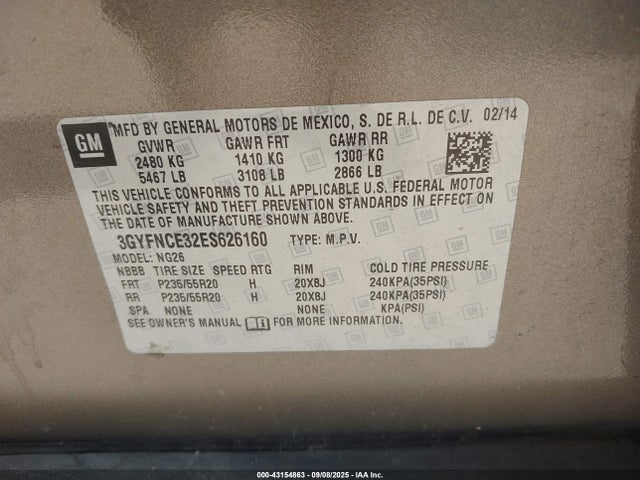 2014 CADILLAC SRX 3GYFNCE32ES626160 Photo 8