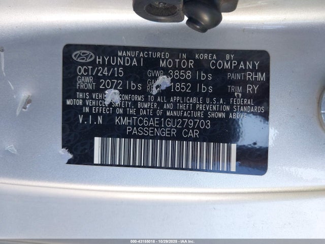Hyundai dohc t-gdi gamma 2016 KMHTC6AE1GU279703 Image 9