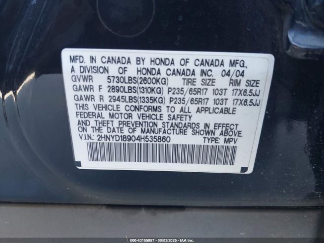 2004 ACURA MDX 2HNYD18904H535860 Photo 8