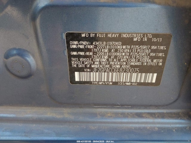 Subaru 2.0l na 2014 JF2GPACC6E8230075 Image 9