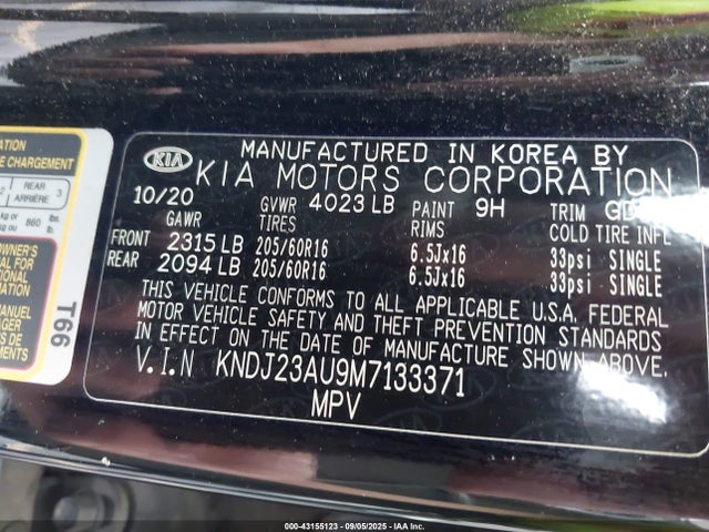 KNDJ23AU9M7133371 KIA SOUL LX