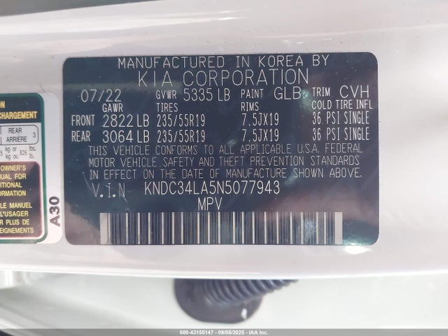 KNDC34LA5N5077943 KIA Ev6 Wind