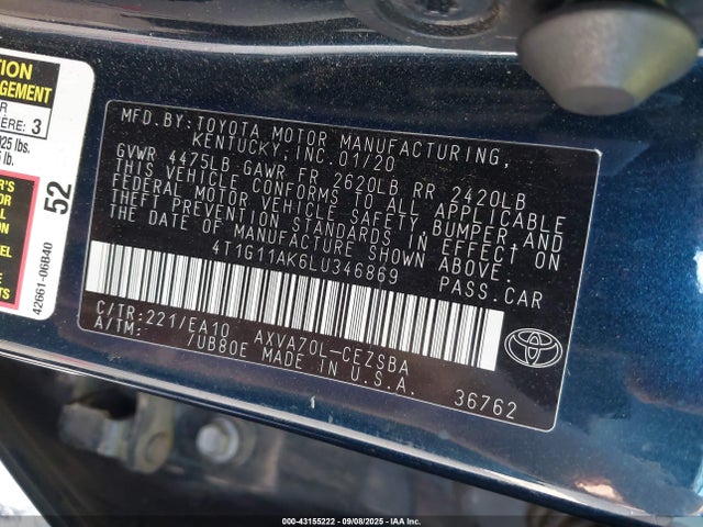 4T1G11AK6LU346869 Toyota a25a-fks
