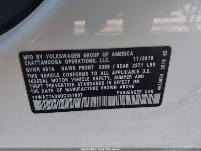 Volkswagen tsi 2017 1VWAT7A36HC031807 Image 9