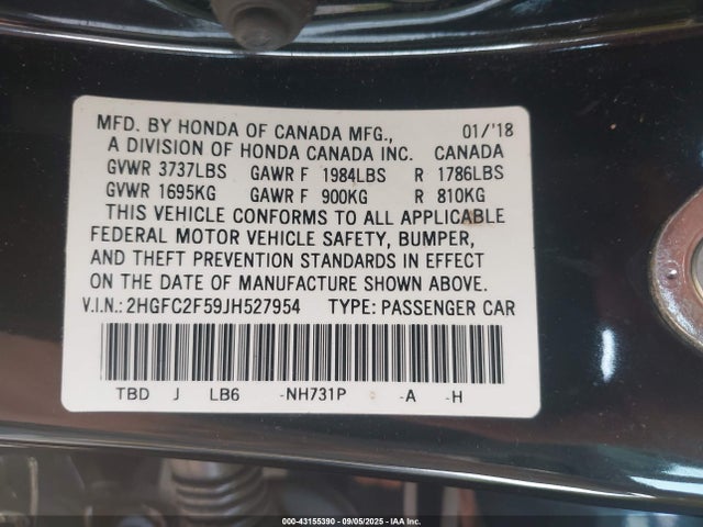 2HGFC2F59JH527954 Honda k20c2