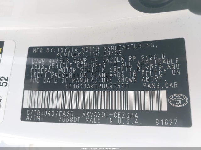 4T1G11AK0RU843490 Toyota a25a-fks