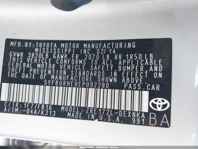 Toyota 2zr-fe 2014 5YFBURHE8EP092280 Image 9
