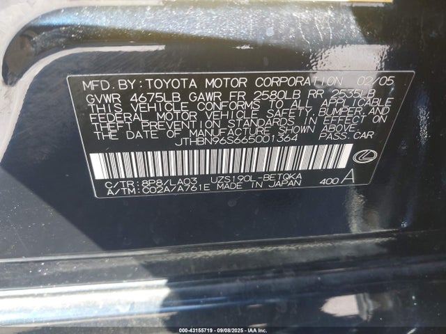 Продажа на аукционе авто 2006 Lexus Gs 430, vin: JTHBN96S665001364, номер лота: 43155719