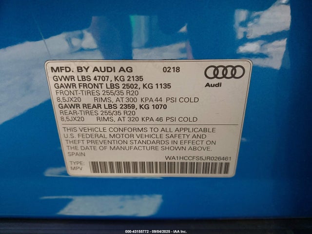 Audi Q3 2018 WA1HCCFS5JR026461 Image 9