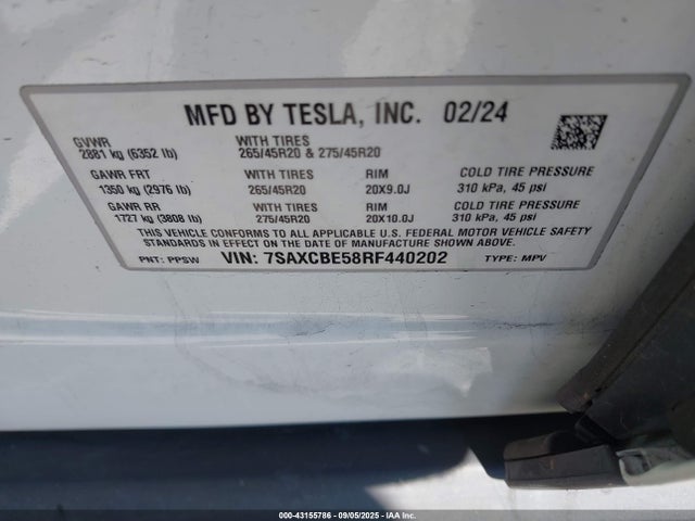 2024 TESLA MODEL X 7SAXCBE58RF440202 Photo 8