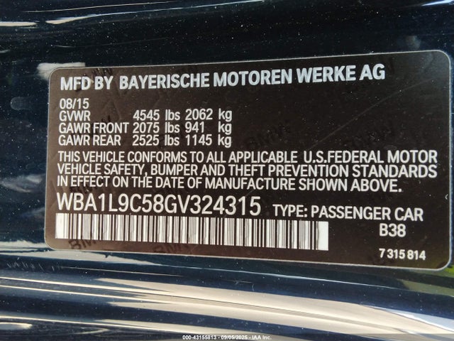 WBA1L9C58GV324315 BMW 228I