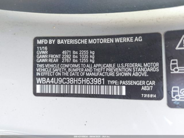 2017 BMW 430I WBA4U9C38H5H63981 Photo 8