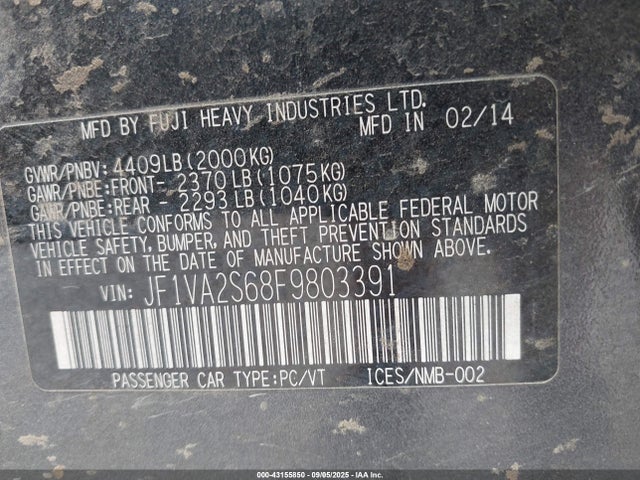 Subaru 2015 2015 JF1VA2S68F9803391 Image 9