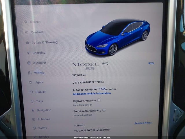 2015 TESLA MODEL S 5YJSA1H16FFP71484 Photo 6