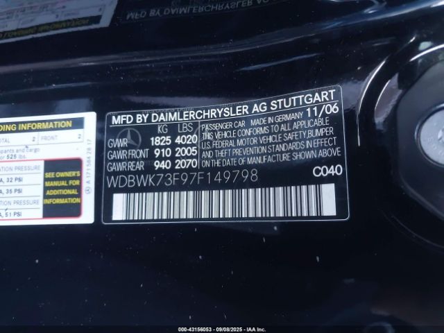 2007 MERCEDES-BENZ SLK 55 AMG WDBWK73F97F149798 Photo 8