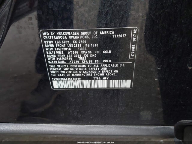 Volkswagen fsi 2018 1V2DR2CA6JC543889 Image 9