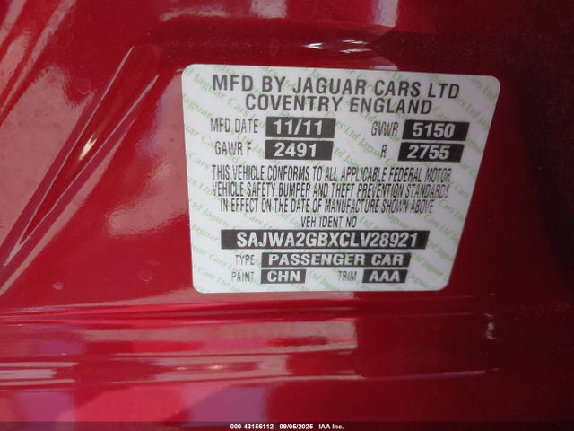 2012 JAGUAR XJ SAJWA2GBXCLV28921 Photo 8