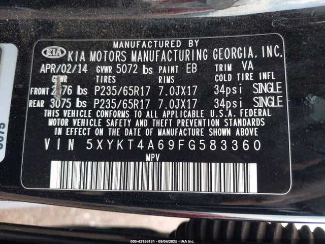 5XYKT4A69FG583360 KIA dohc t-gdi theta-ii