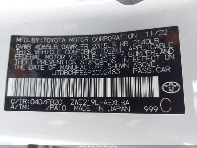 Toyota 2zr-fxe, 1vm 2023 JTDBCMFE6P3002483 Image 9
