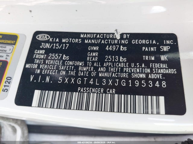 5XXGT4L3XJG195348 KIA gdi