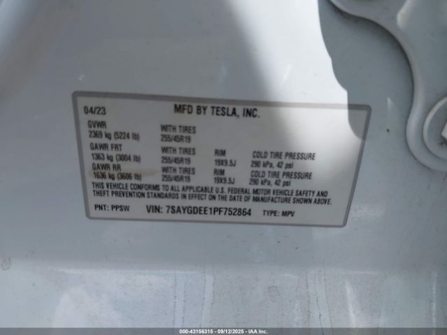 2023 TESLA MODEL Y 7SAYGDEE1PF752864 Photo 8