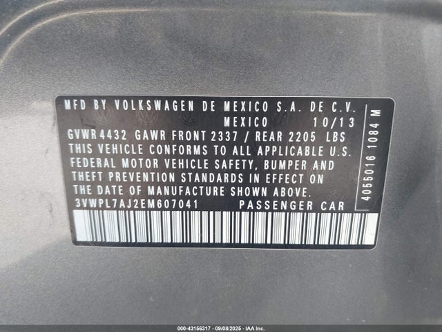 Volkswagen 2014 2014 3VWPL7AJ2EM607041 Image 9