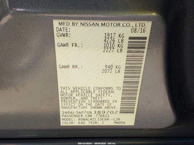 Nissan 2016 2016 1N4AL3AP7GN389702 Image 9