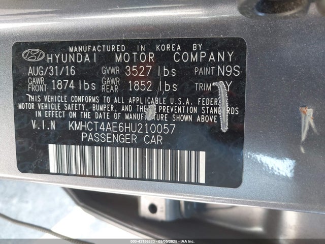 KMHCT4AE6HU210057 Hyundai Accent