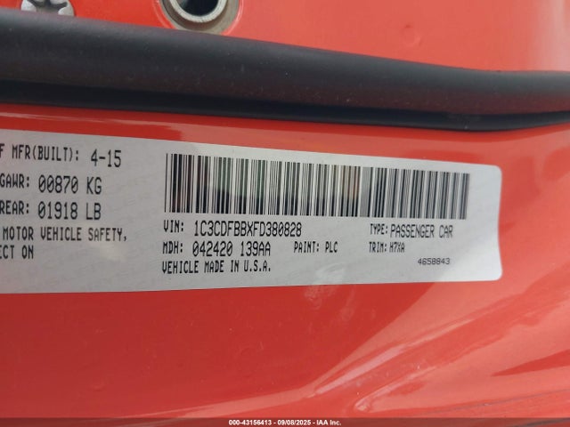 Dodge Dart 2015 1C3CDFBBXFD380828 Image 9