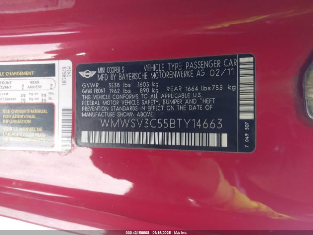 2011 MINI COOPER S WMWSV3C55BTY14663 Photo 8