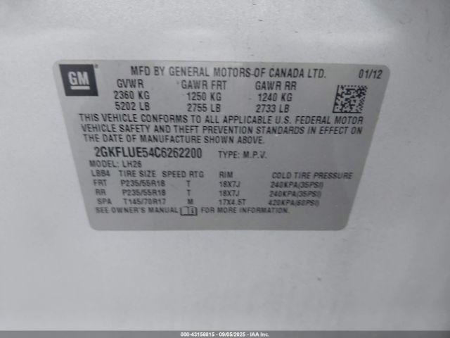2012 GMC TERRAIN 2GKFLUE54C6262200 Photo 8