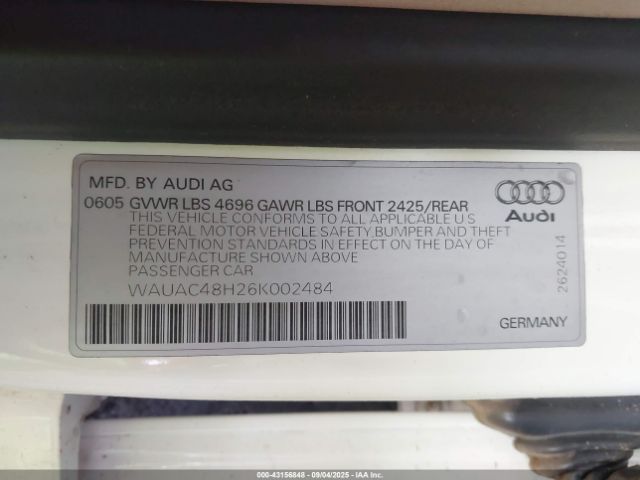 2006 AUDI A4 WAUAC48H26K002484 Photo 8