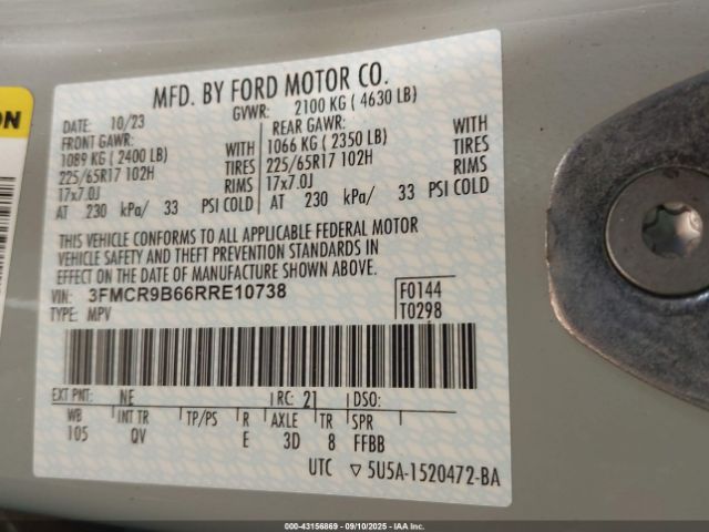 2024 FORD BRONCO SPORT 3FMCR9B66RRE10738 Photo 8