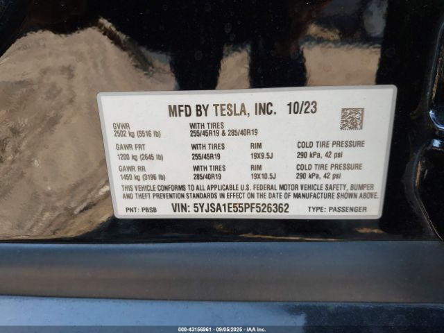 2023 TESLA MODEL S 5YJSA1E55PF526362 Photo 8