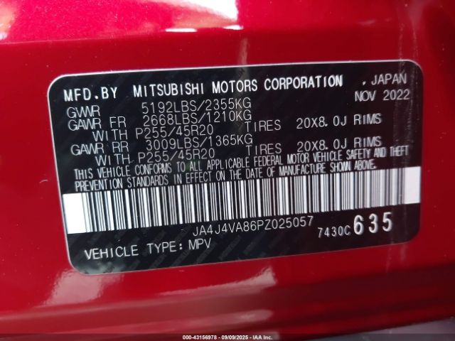 2023 MITSUBISHI OUTLANDER JA4J4VA86PZ025057 Photo 8