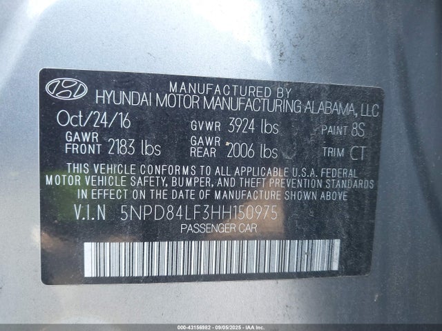 Hyundai Elantra 2017 5NPD84LF3HH150975 Image 9