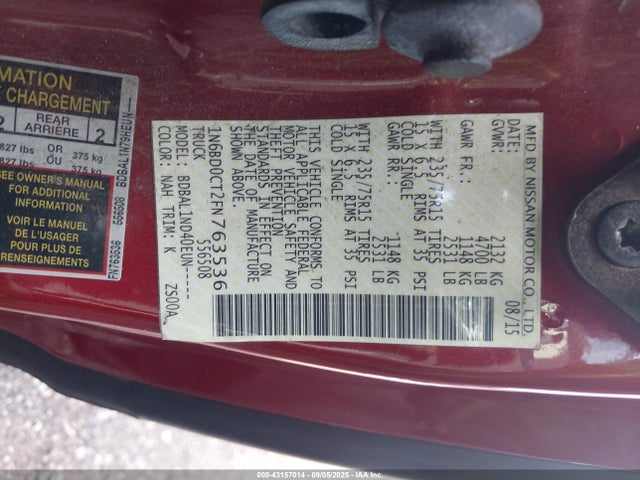 Nissan 2015 2015 1N6BD0CT2FN763536 Image 9
