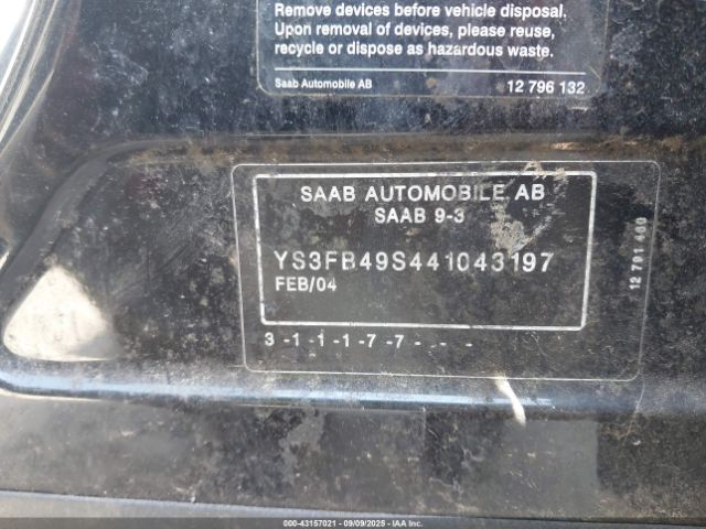2004 SAAB 9-3 YS3FB49S441043197 Photo 8