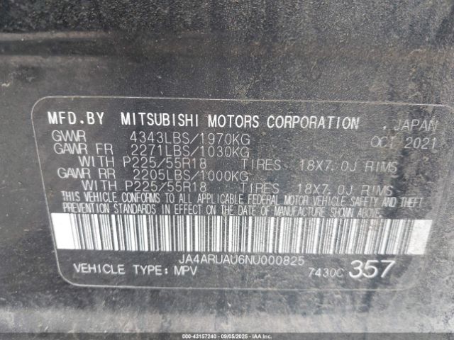 2022 MITSUBISHI OUTLANDER SPORT JA4ARUAU6NU000825 Photo 8