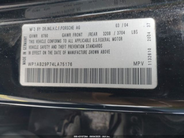 2004 PORSCHE CAYENNE WP1AB29P74LA75176 Photo 8